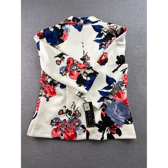 NYCC New York Clothing Co Womens Floral Blazer White Multi Color 3/4 Sleeve S - Picture 10 of 12